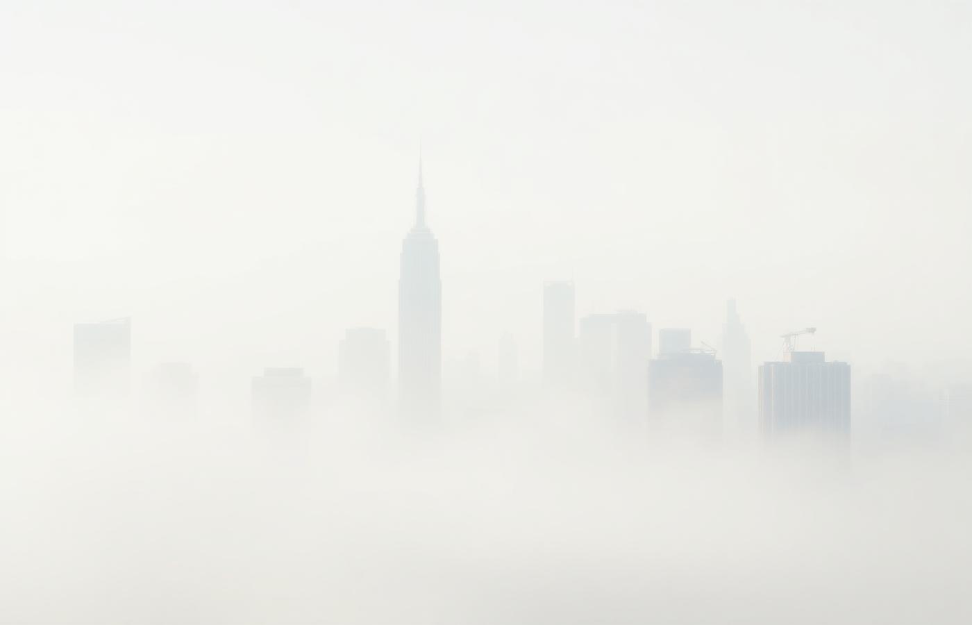 New York skyline in pale haze