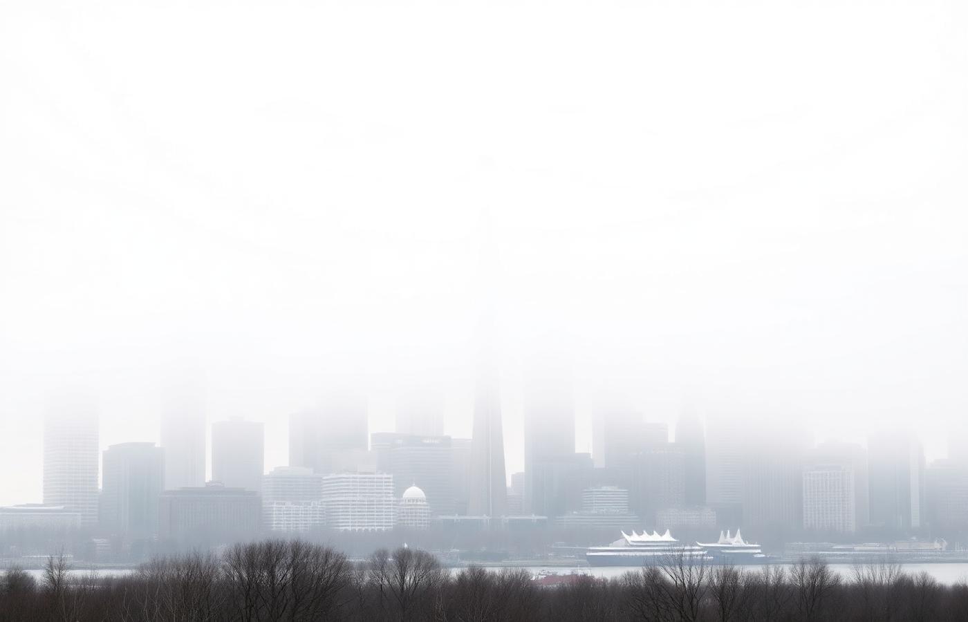 Toronto skyline in white morning fog