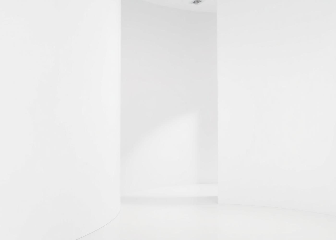 Minimal white architectural interior with a curved wall